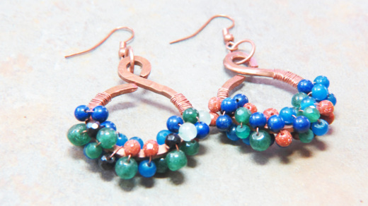 Copper and Wire Wrapped Earrings