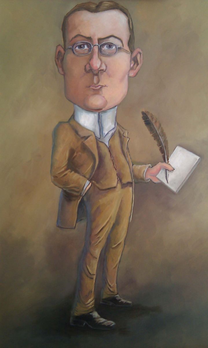 A caricature by Chuck Senties of infamous Chicagoan, Dunne.