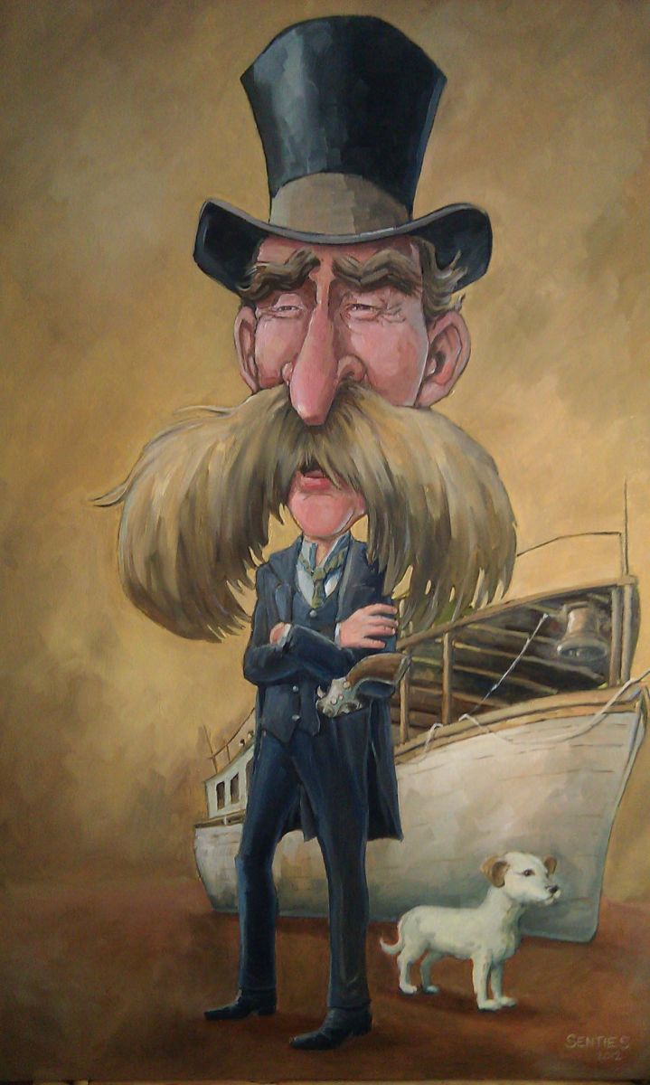A caricature by Chuck Senties of infamous Chicagoan, Streeter.