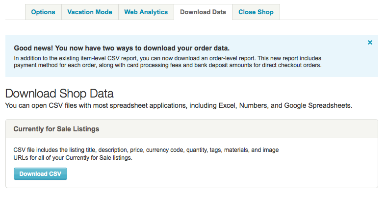 Etsy CSV import