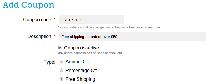 Adding a Free Shipping Coupon