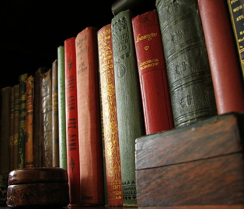 Shelf of old books