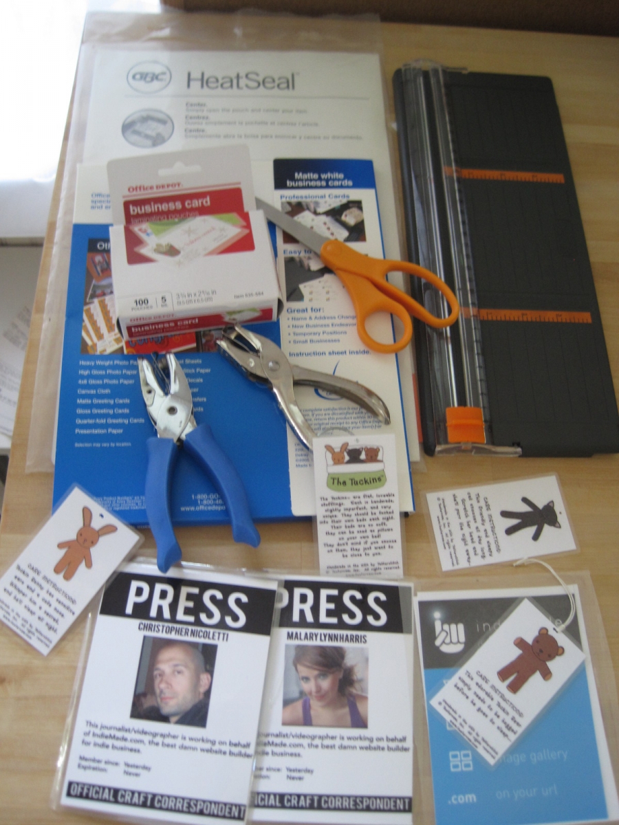 Supplies for a press badge