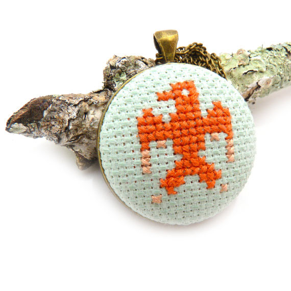 Zelma Rose Phoenix Cross Stitch Necklace