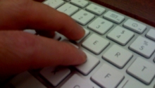 Blogger using a keyboard